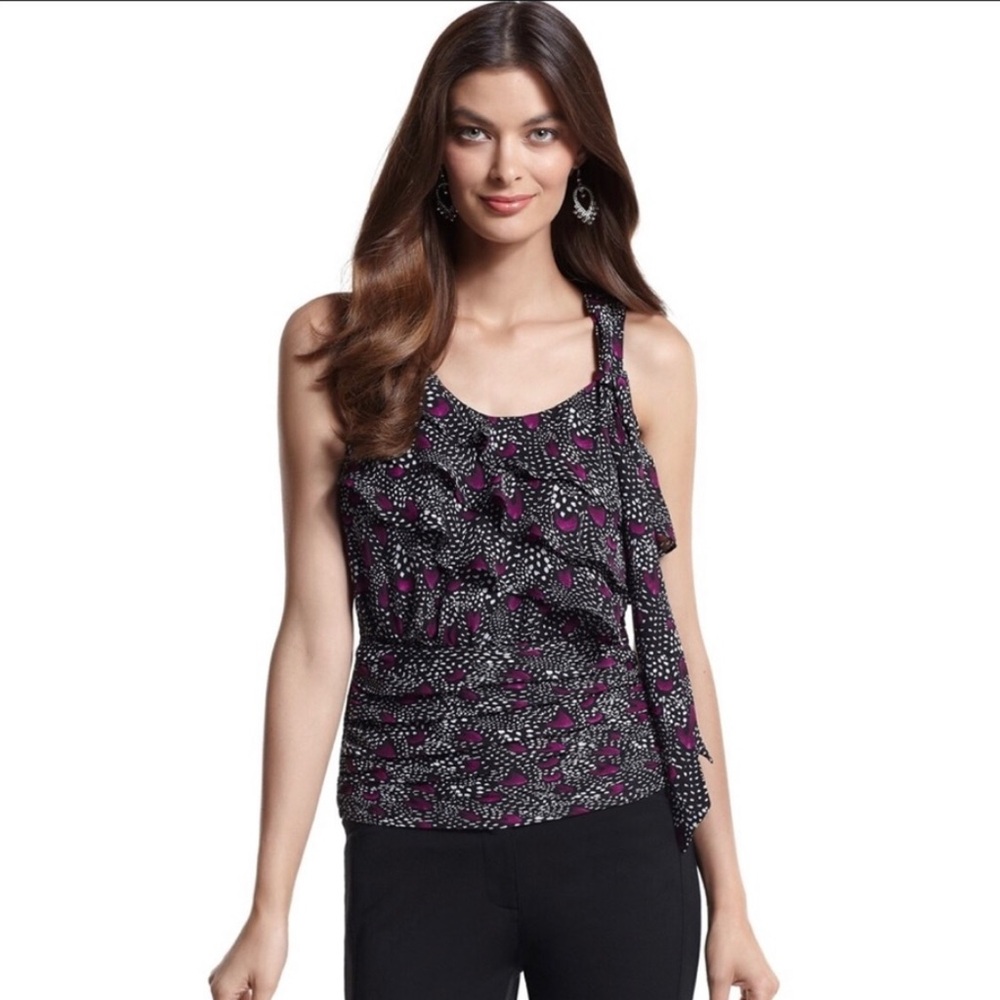 WHBM tiered, ruffled sleeveless top Size L
